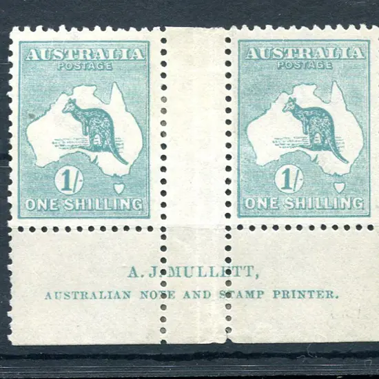 1/- bright blue-green, Die IIB plate 4 Mullett ...