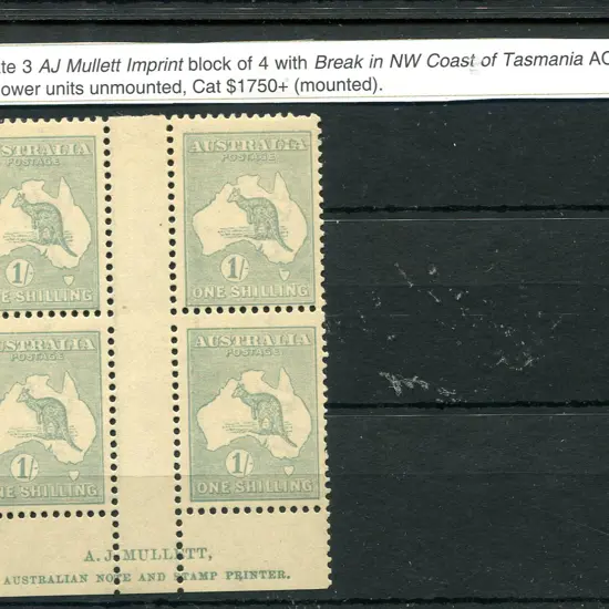 1/- dull blue-green, Die IIB plate 3 Mullett ...