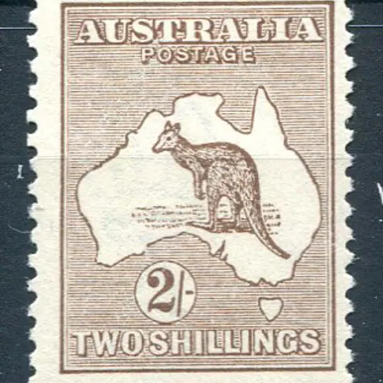 2/- brown. MLH, centred slightly right. ACSC 37A, ...
