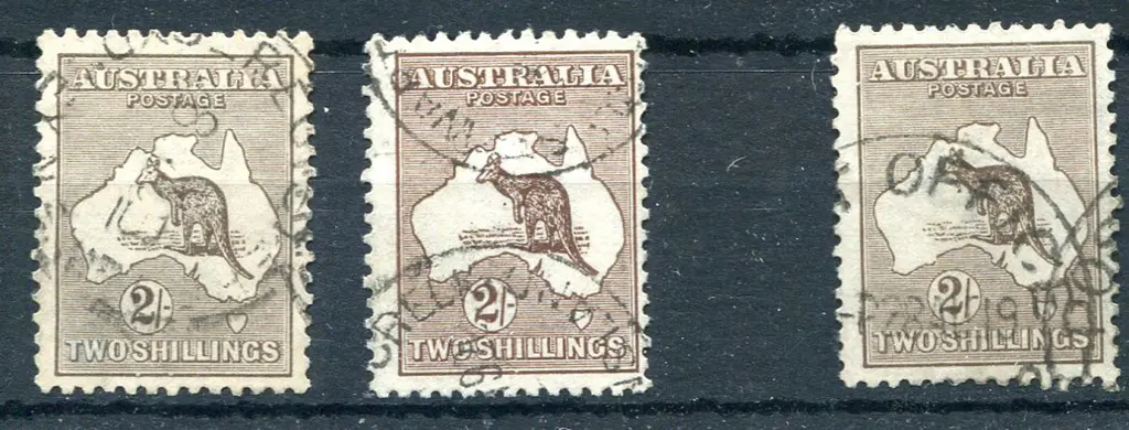 2/- brown with plate 2 "dog leg" flaw (ACSC 37(2)) ... Image 1++