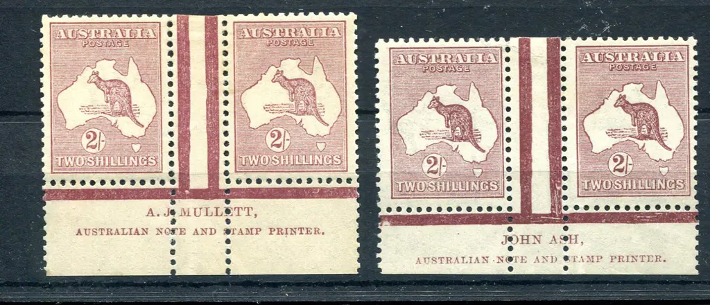 2/- maroon, plate 4 Mullett & Ash (N over N) ... Image 1++