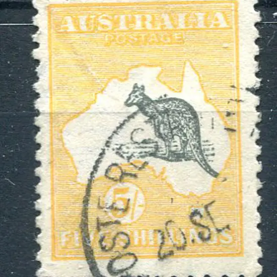 5/- grey-black & chrome with "Broken tail on ...