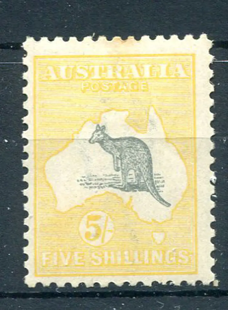 5/- grey & pale yellow. MLH with 2 stained perfs ... Image 1++