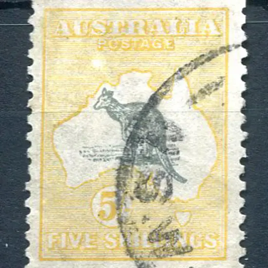 5/- grey & pale yellow with "kangaroo's ear at ...