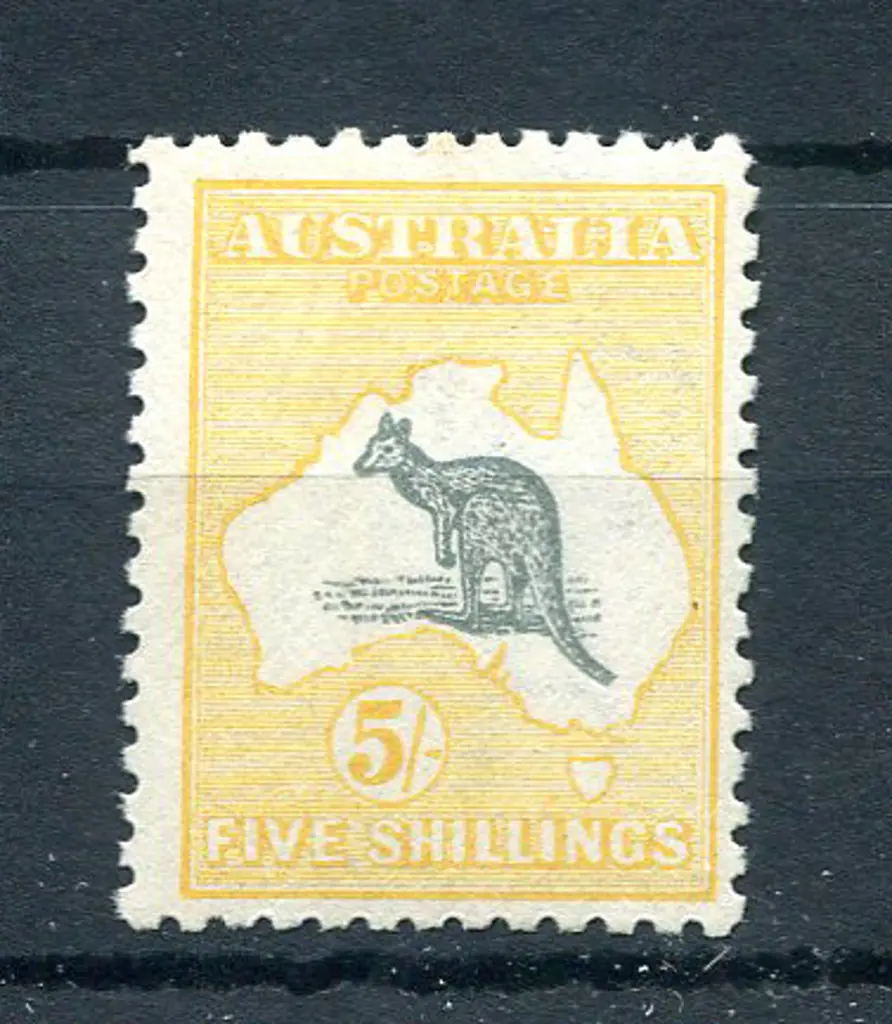 5/- grey & pale yellow. MLH, centred right. ... Image 1++