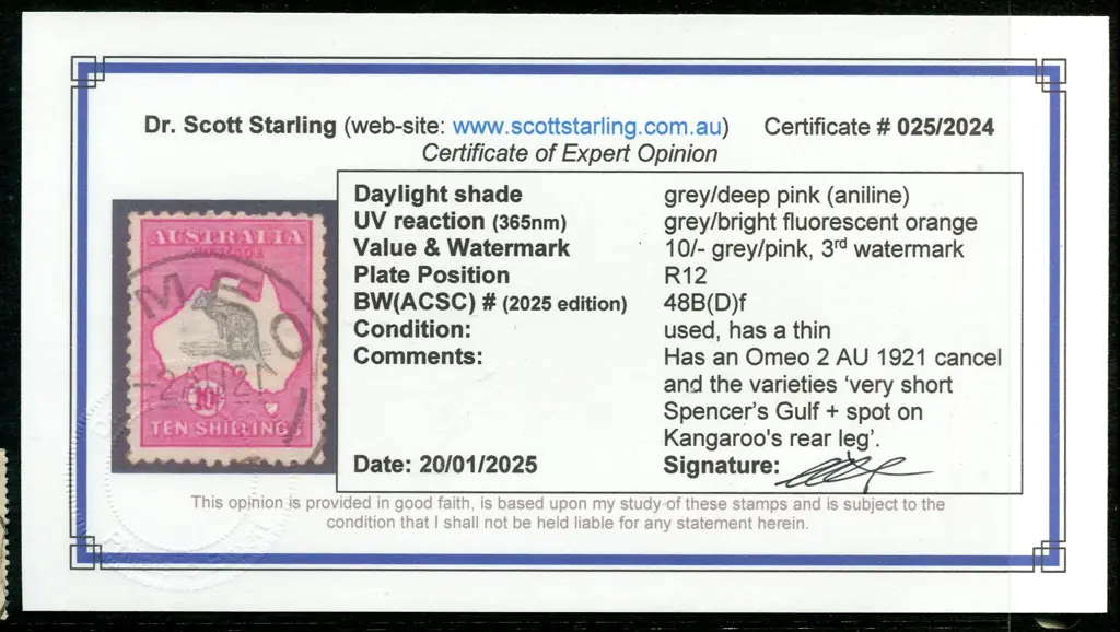10/- grey & deep aniline pink with "short ... Image 1++