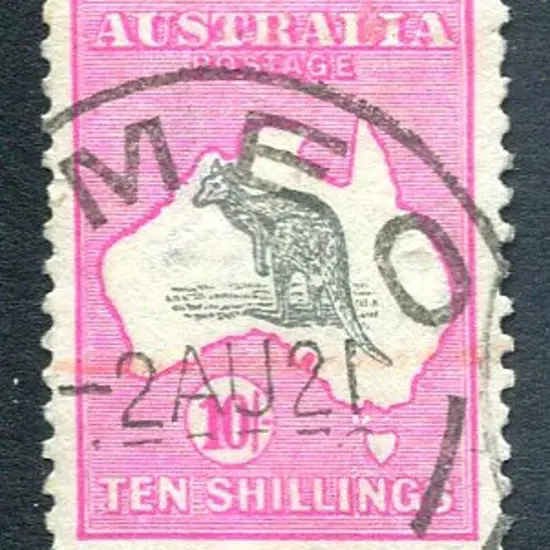 10/- grey & deep aniline pink with "short ...