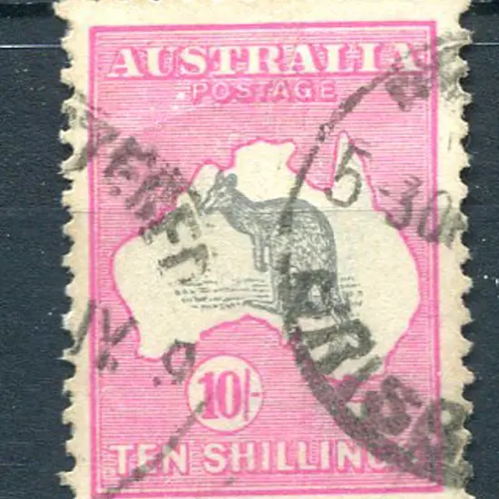 10/- grey & deep aniline pink with "white flaw ...