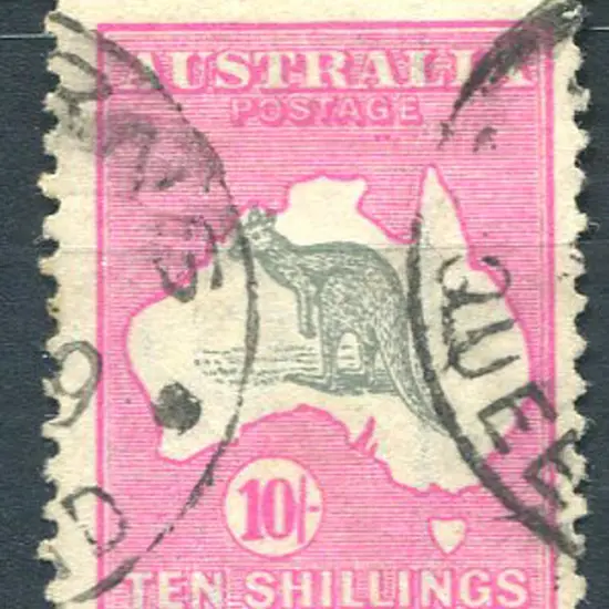 10/- grey & deep aniline pink. F/U with 2 partial ...