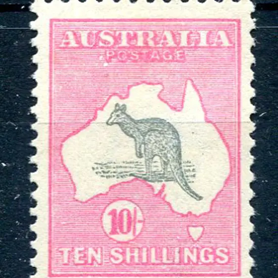 10/- grey & pink. Fresh MLH & well centred. ACSC ...