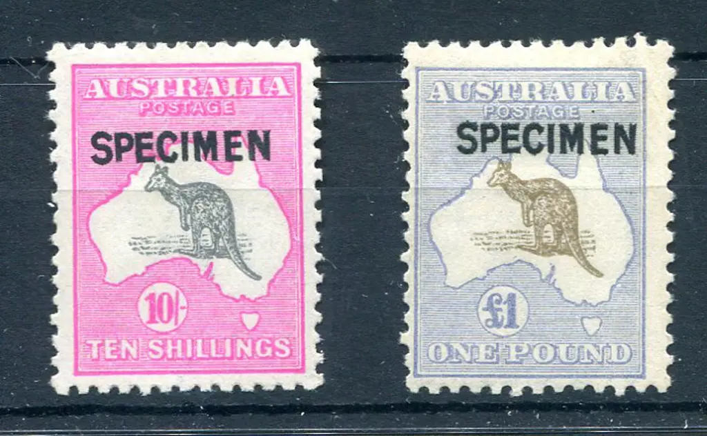 10/- grey & deep aniline pink & £1 chocolate & ... Image 1++