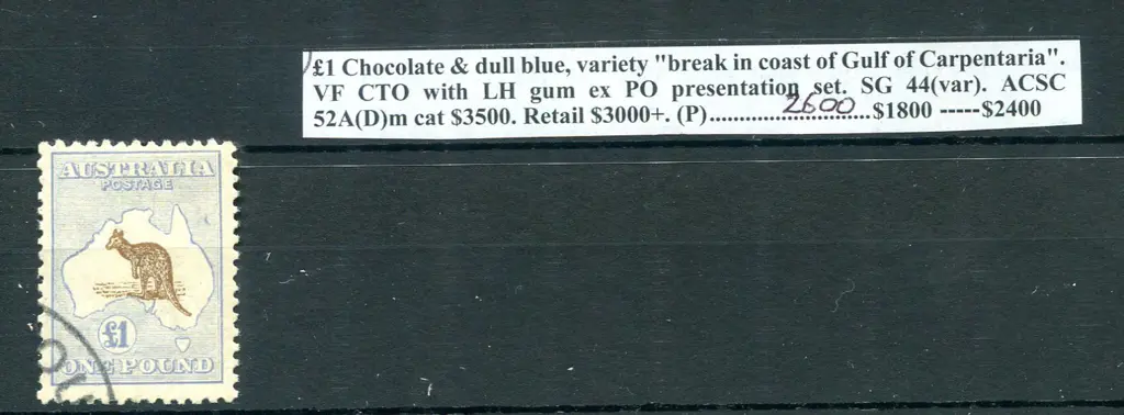 £1 chocolate & dull blue with "break in coast of ... Image 1++