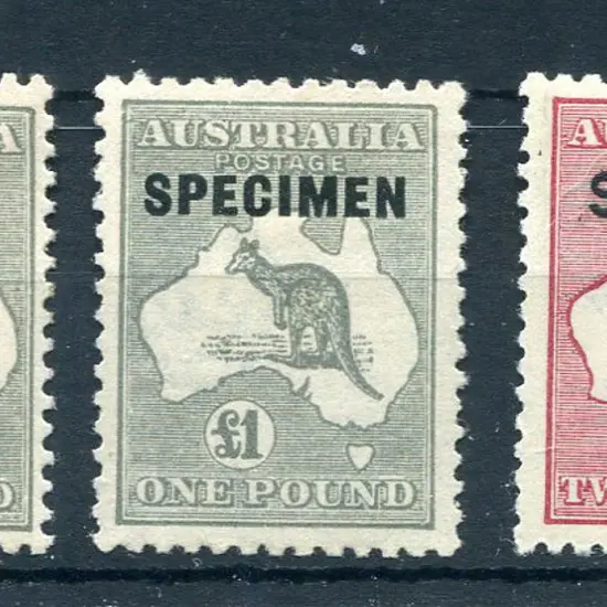 £1 greys x 2 ovptd "SPECIMEN" with types B, C & D ...