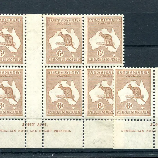 6d chestnut plate 3 John Ash "N over N" block of 8 ...