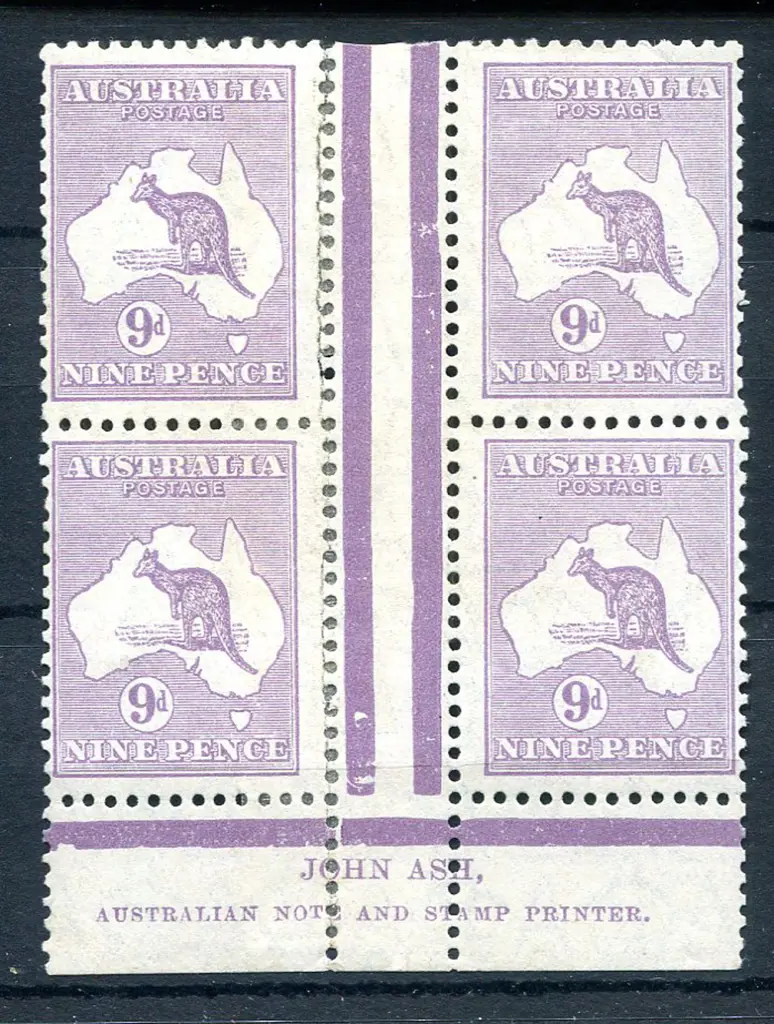 9d violet in John Ash imprint block. Perfs ... Image 1++