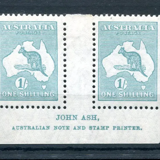 1/- blue-green Die IIB plate 4 John Ash imprint ...