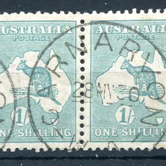 1/- blue-green Die IIB with "LI" of "SHILLING" ...