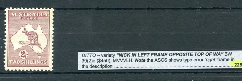 2/- maroon with "nick in left frame opposite top ... Image 1++