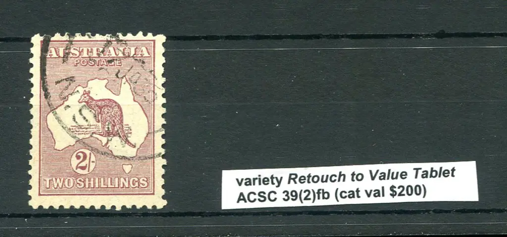 2/- maroon with "retouch to value tablet" variety. ... Image 1++