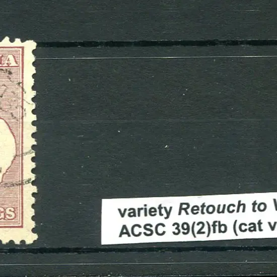 2/- maroon with "retouch to value tablet" variety. ...