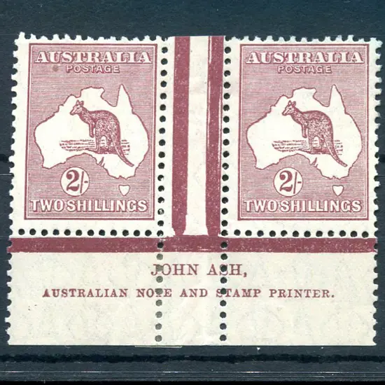 2/- maroon John Ash "N" over "N" imprint pair with ...