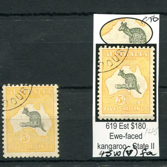 5/- grey & yellow-orange with "ewe-faced kangaroo" ...