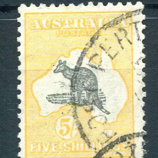 5/- grey & yellow-orange with "fox faced kangaroo" ...