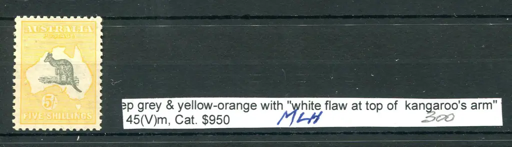 5/- grey & yellow-orange with "white flaw at top ... Image 1++