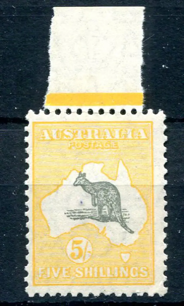 5/- greyish-black & yellow-orange. MUH with part ... Image 1++