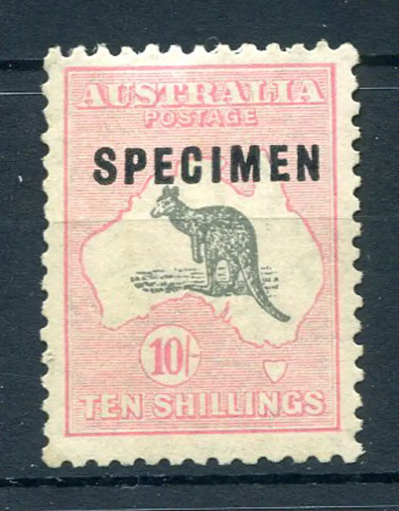 10/- grey & pale pink ovptd "SPECIMEN" type C. MLH ... Image 1++