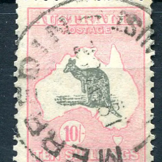 10/- grey & pale pink with near complete Merredin, ...