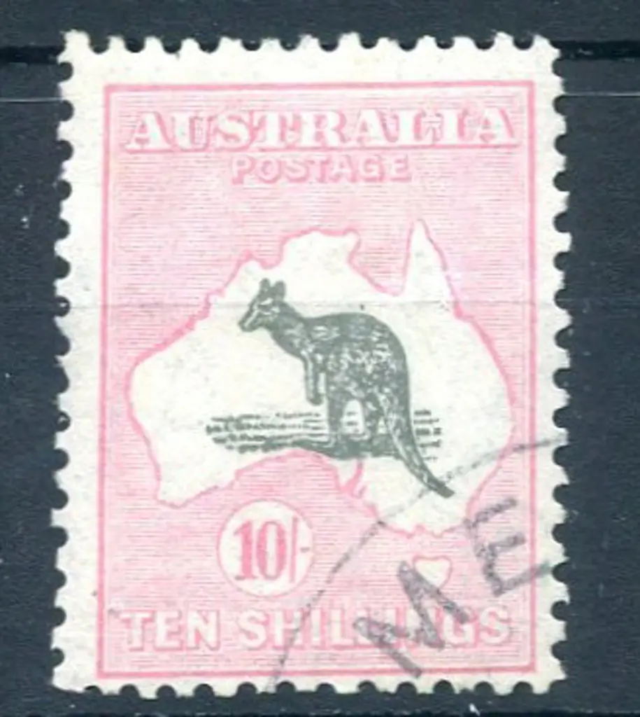 10/- grey & pale pink. CTO with corner Melbourne ... Image 1++