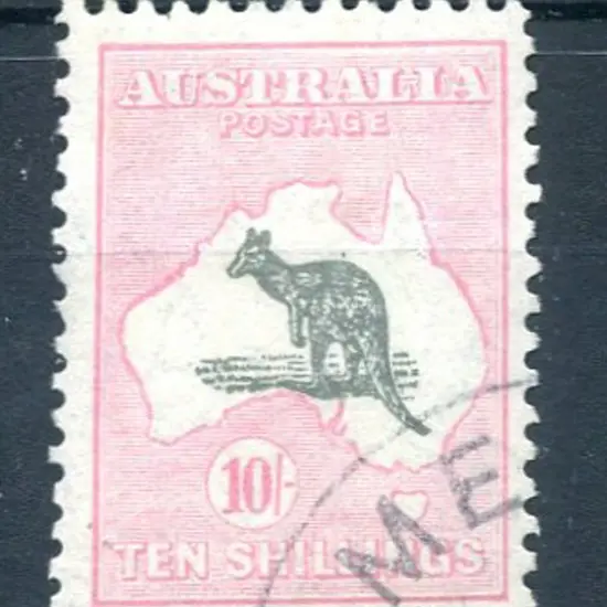 10/- grey & pale pink. CTO with corner Melbourne ...