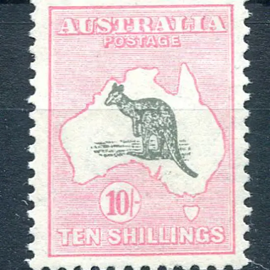 10/- grey & pale pink. MLH & well centred. ACSC ...