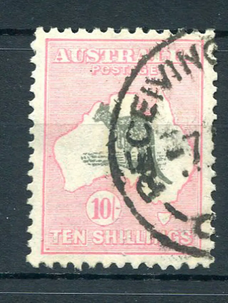 10/- grey & pale pink with "muzzled kangaroo" ... Image 1++