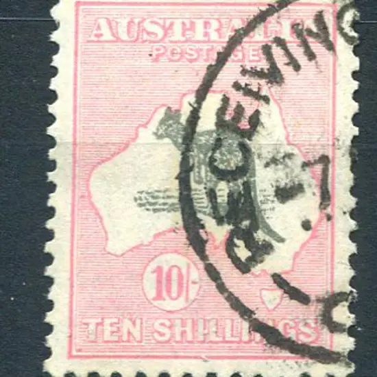 10/- grey & pale pink with "muzzled kangaroo" ...
