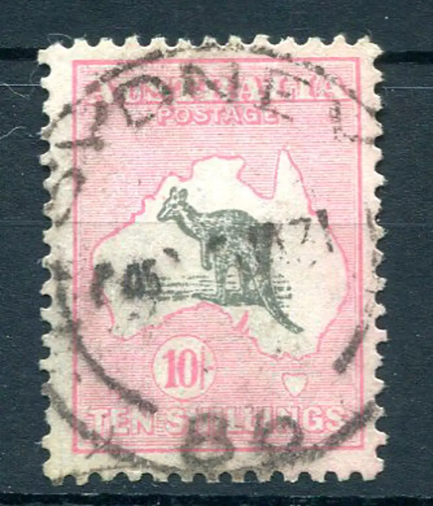 10/- grey & pale pink with "weeping kangaroo" ... Image 1++