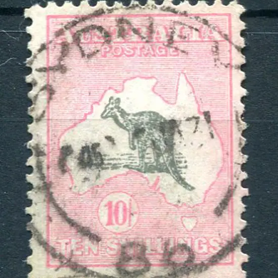 10/- grey & pale pink with "weeping kangaroo" ...