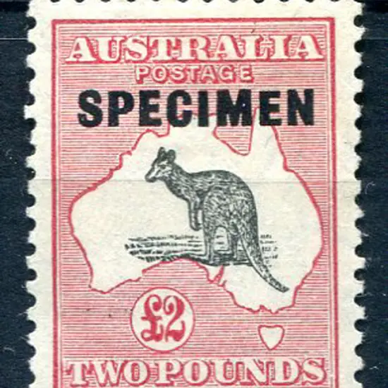 £2 grey & rose-crimson ovptd "SPECIMEN" type D. ...