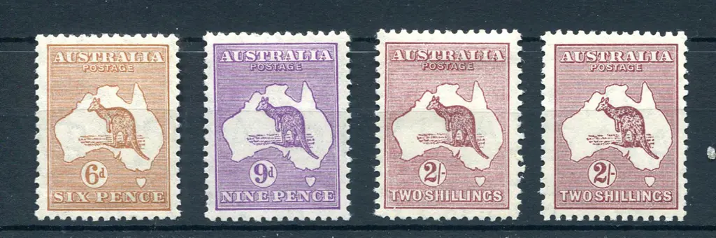 6d chestnut, 9d violet & 2/- maroon in both dies. ... Image 1++