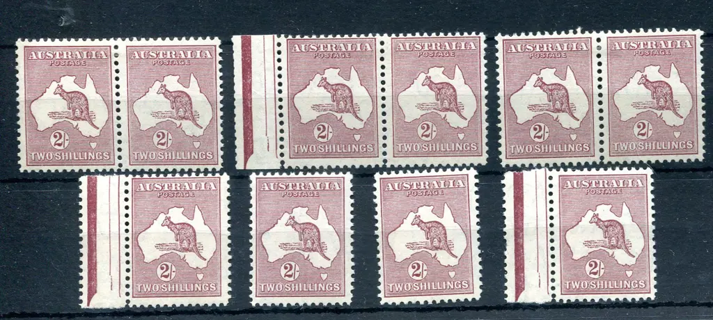 2/- maroon Die II x 3 MLH pairs with left unit ... Image 1++