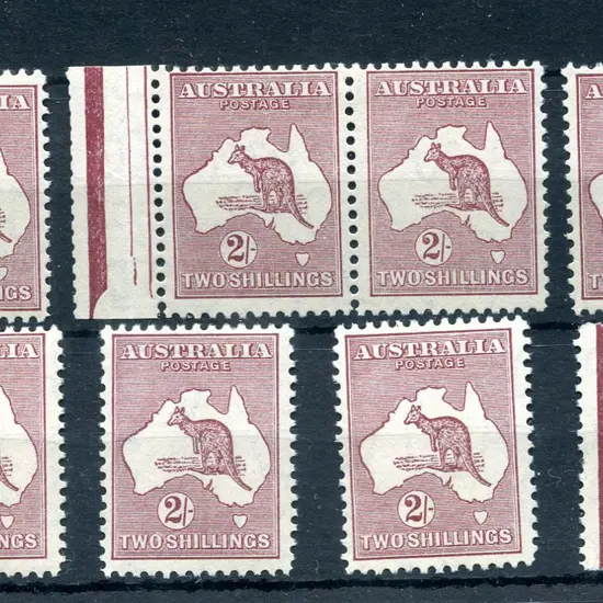 2/- maroon Die II x 3 MLH pairs with left unit ...