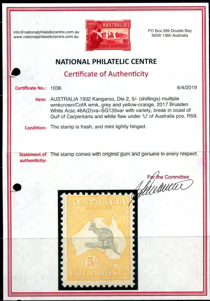 5/- grey & yellow-orange, Die II with "break in ... Image 1++