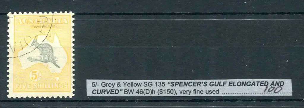 5/- grey & yellow CTO with "Spencer's Gulf ... Image 1++