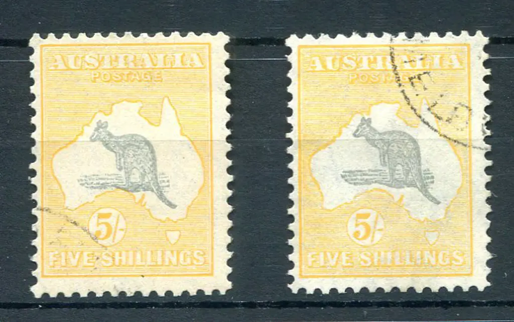 5/- grey & yellow CTO examples x 2, the first with ... Image 1++