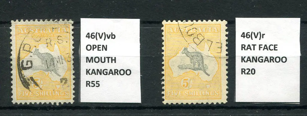 5/- grey & yellow with "Rat-faced kangaroo" ... Image 1++