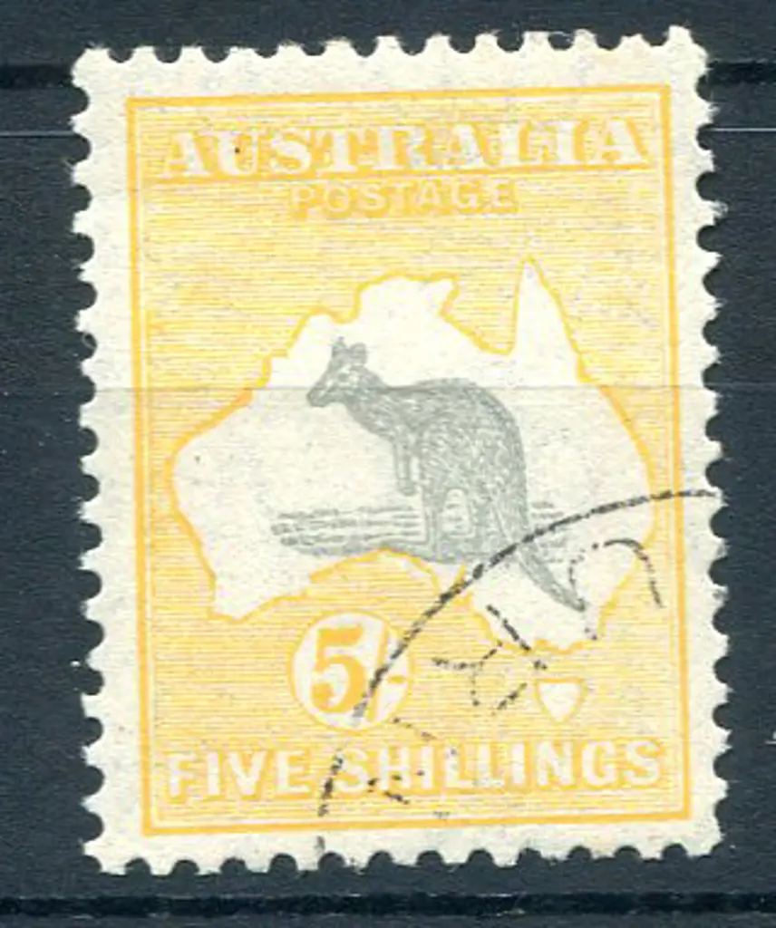5/- grey & yellow, Die II with "shading breaks in ... Image 1++