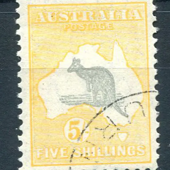 5/- grey & yellow, Die II with "shading breaks in ...