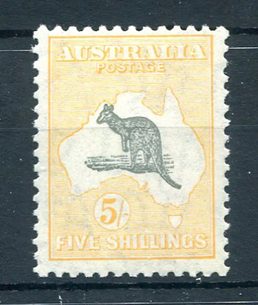5/- grey & yellow. Fine MLH, centred slightly ... Image 1++