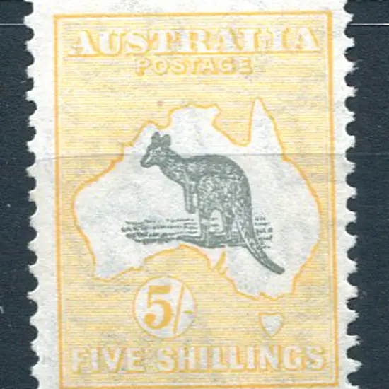 5/- grey & yellow. Fresh MUH, centred slightly ...